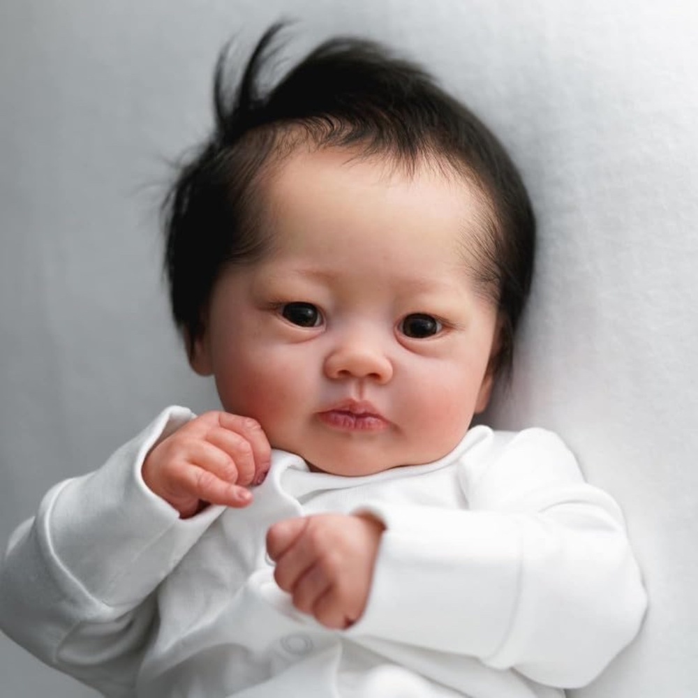 19 Inch Reborn Baby Doll Realistic Newborn with Rooted Hair Soft Cloth Body Gift